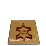 RF Softetiketten Leder Logo 72×60mm